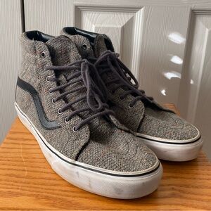 VANS Gray Multicolor Tweed Fabric Sk8 High Reissue Classic Sneakers SZ 11